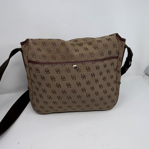 Dooney & Bourke Vintage Monogram Messenger Bag Brown Canvas Crossbody Laptop - Picture 3 of 6